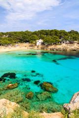 Beach with turquoise sea water, Cala Gat, Majorca island, Spain