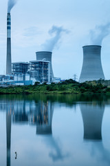 power plant by night