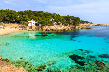 Beach with turquoise sea water, Cala Gat, Majorca island, Spain