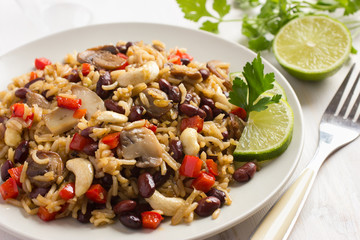 Rice with  red bean, mushrooms and vegetables