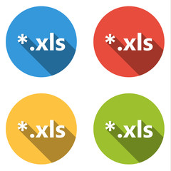 Collection of 4 isolated flat colorful buttons (icons) for xml e