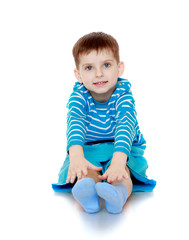 The boy in the striped