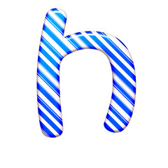 The letter H of caramel color is blue