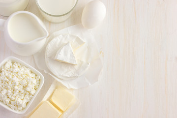 Various dairy products  on white background