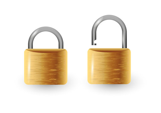 Closed and open padlock vector illustration