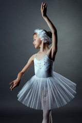 Fototapeta premium Nice little girl dancing role of White Swan