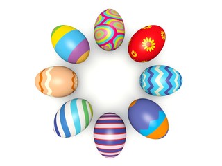 Colorful Easter eggs. 3d render illustration.