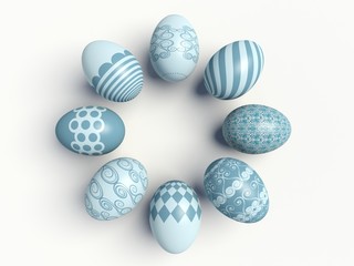 Colorful Easter eggs. 3d render illustration.