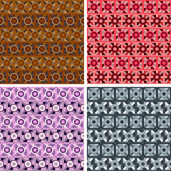 seamless abstract figures pattern set