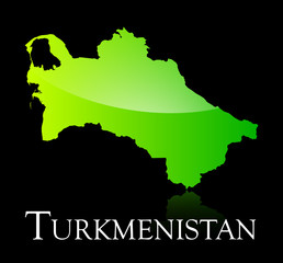 Turkmenistan green shiny map