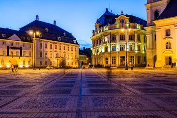 City hall and Brukenthal palace in Sibiu