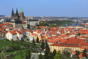 Fototapeta premium View on the spring Prague with gothic Castle, Czech Republic