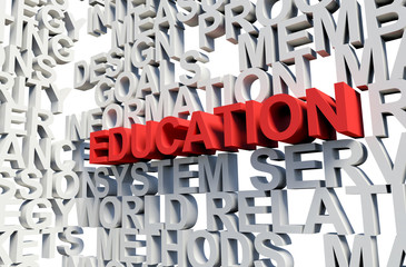 EDUCATION Word in red, 3d illustration.