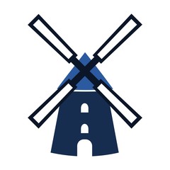 Blue Windmill icon - Illustration
