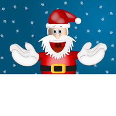 Funny santa claus advertising space placeholder cartoon blue