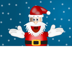 Funny santa claus advertising space placeholder cartoon blue