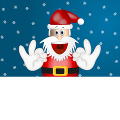 Funny santa claus advertising space placeholder cartoon blue