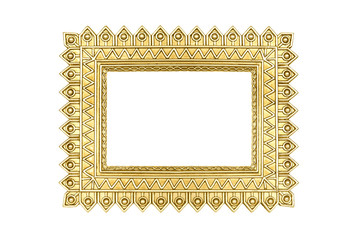 Modern gold picture frame isolated with clipping path