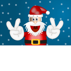 Funny santa claus advertising space placeholder cartoon blue