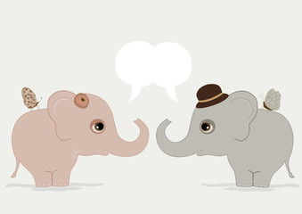 Cute elephants with speech bubble