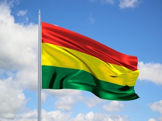 bolivia 3d flag floating in the wind in blue sky