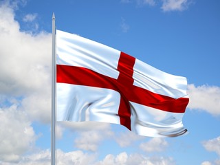 Fototapeta na wymiar england 3d flag floating in the wind in blue sky