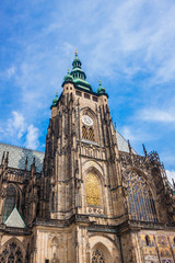 Fototapeta na wymiar The west facade of St. Vitus Cathedral in Prague (Czech Republic