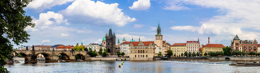 Fototapeta premium Karlov or charles bridge and river Vltava in Prague in summer
