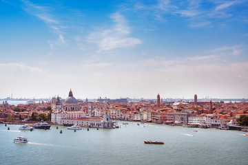 Fototapeta premium Venice aerial view, Grand Canal and santa Maria della Salute chu
