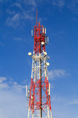 Communication tower with blue sky
