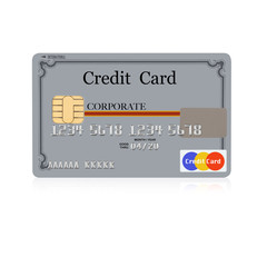 Credit card on white reflective surface.with clipping path