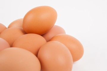 Chicken eggs  on white paper background