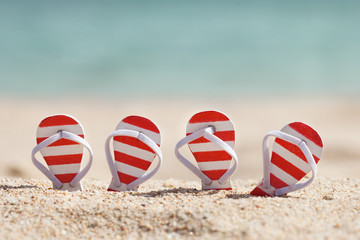 Striped Flip-flops On Beach