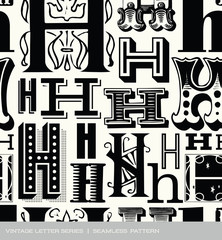 Seamless vintage pattern letter H