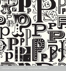 Seamless vintage pattern letter P