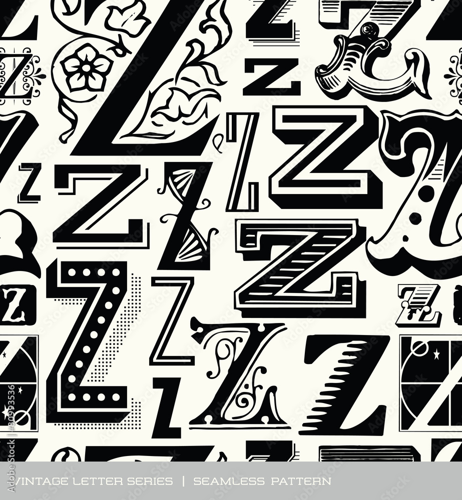 Wall mural Seamless vintage pattern of the letter Z