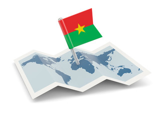 Map with flag of burkina faso