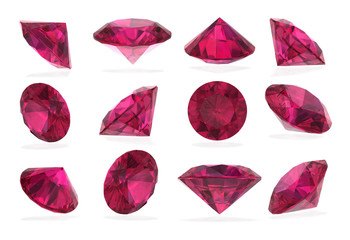 Ruby gems set on white