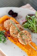 White meat patty cakes with pumpkin
