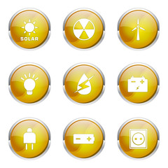 Energy Sign And Symbol Yellow Vector Button Icon