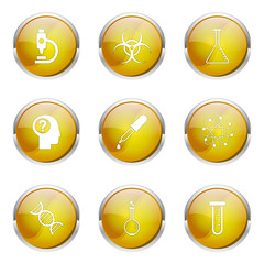 Science Instruments Yellow Vector Button Icon Design Set