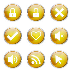 SEO Internet Sign Yellow Vector Button Icon Design Set 4