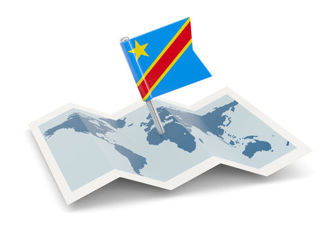 Map with flag of democratic republic of the congo