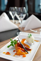 Grilled pineapple cooked in syrup