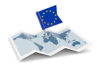 Map with flag of european union