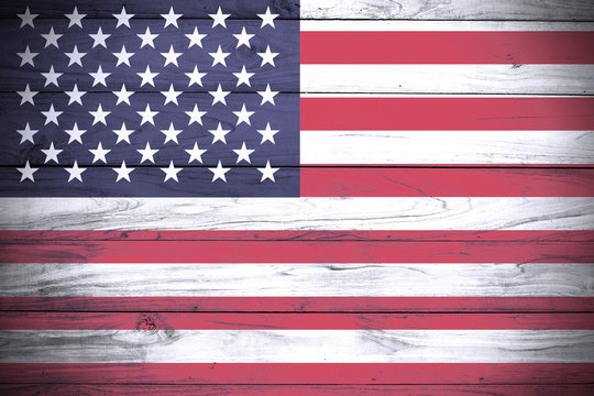 Usa flag wood plank wall texture background