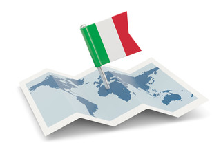 Map with flag of italy