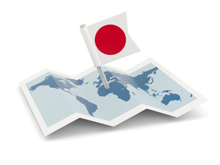 Map with flag of japan
