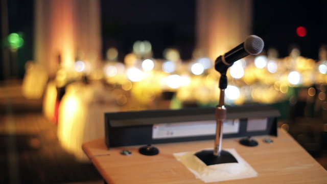 Microphone on a stand in a empty room