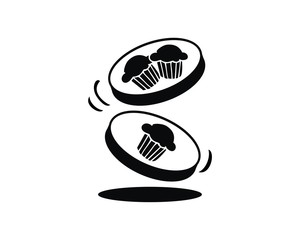 coin muffin cake bread logo vector